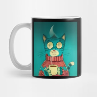 Portrait of a cat with big glowing eyes Mug